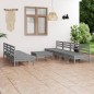 vidaXL Set Divani da Giardino 8 pz Grigio in Legno Massello di Pino vidaXL Set Divani da Giardino 8 pz Grigio in Legno Massello di Pino