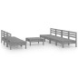 vidaXL Set Divani da Giardino 8 pz Grigio in Legno Massello di Pino vidaXL Set Divani da Giardino 8 pz Grigio in Legno Massello di Pino