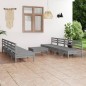 vidaXL Set Divani da Giardino 9 pz Grigio in Legno Massello di Pino vidaXL Set Divani da Giardino 9 pz Grigio in Legno Massello di Pino