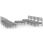 vidaXL Set Divani da Giardino 9 pz Grigio in Legno Massello di Pino vidaXL Set Divani da Giardino 9 pz Grigio in Legno Massello di Pino