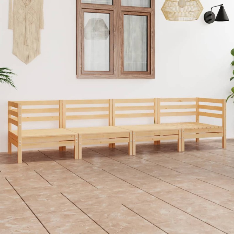 vidaXL Set Divani da Giardino 4 pz in Legno Massello di Pino vidaXL Set Divani da Giardino 4 pz in Legno Massello di Pino
