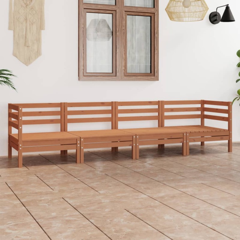 vidaXL Set Salotto da Giardino 4pz Marrone Ambra Legno Massello Pino vidaXL Set Salotto da Giardino 4pz Marrone Ambra Legno Massello Pino