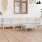 vidaXL Set Divani da Giardino 5 pz Bianco in Legno Massello di Pino