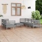 vidaXL Set Divani da Giardino 8 pz Grigio in Legno Massello di Pino vidaXL Set Divani da Giardino 8 pz Grigio in Legno Massello di Pino