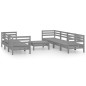 vidaXL Set Divani da Giardino 8 pz Grigio in Legno Massello di Pino vidaXL Set Divani da Giardino 8 pz Grigio in Legno Massello di Pino