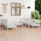 vidaXL Set Divani da Giardino 9 pz Bianco in Legno Massello di Pino
