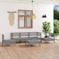 vidaXL Set Divani da Giardino 6 pz Grigio in Legno Massello di Pino vidaXL Set Divani da Giardino 6 pz Grigio in Legno Massello di Pino