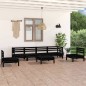 vidaXL Set Divani da Giardino 7 pz Nero in Legno Massello di Pino vidaXL Set Divani da Giardino 7 pz Nero in Legno Massello di Pino