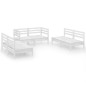 vidaXL Set Divani da Giardino 6 pz Bianco in Legno Massello di Pino vidaXL Set Divani da Giardino 6 pz Bianco in Legno Massello di Pino