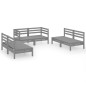 vidaXL Set Divani da Giardino 6 pz Grigio in Legno Massello di Pino