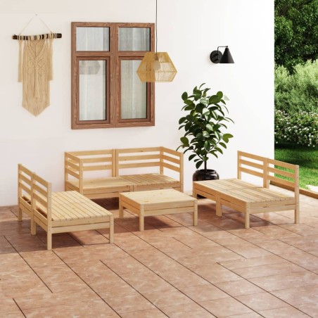 vidaXL Set Divani da Giardino 7 pz in Legno Massello di Pino