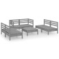 vidaXL Set Divani da Giardino 7 pz Grigio in Legno Massello di Pino vidaXL Set Divani da Giardino 7 pz Grigio in Legno Massello di Pino