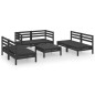 vidaXL Set Divani da Giardino 7 pz Nero in Legno Massello di Pino vidaXL Set Divani da Giardino 7 pz Nero in Legno Massello di Pino
