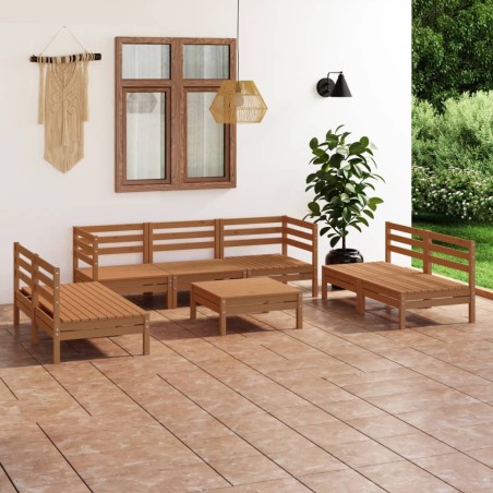 vidaXL Set Salotto da Giardino 8pz Marrone Ambra Legno Massello Pino