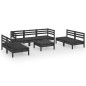 vidaXL Set Divani da Giardino 8 pz Nero in Legno Massello di Pino vidaXL Set Divani da Giardino 8 pz Nero in Legno Massello di Pino