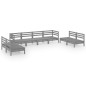 vidaXL Set Divani da Giardino 8 pz Grigio in Legno Massello di Pino vidaXL Set Divani da Giardino 8 pz Grigio in Legno Massello di Pino