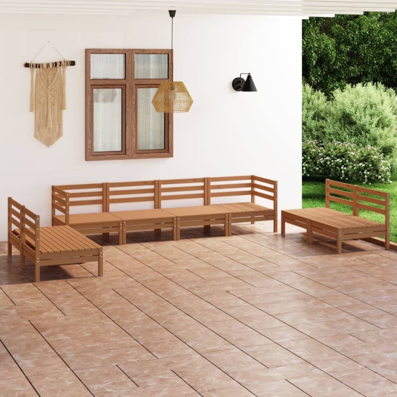 vidaXL Set Salotto da Giardino 8 pz Marrone Ambra Legno Massello Pino vidaXL Set Salotto da Giardino 8 pz Marrone Ambra Legno Massello Pino