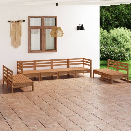 vidaXL Set Salotto da Giardino 8 pz Marrone Ambra Legno Massello Pino