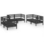 vidaXL Set Divani da Giardino 6 pz Nero in Legno Massello di Pino vidaXL Set Divani da Giardino 6 pz Nero in Legno Massello di Pino