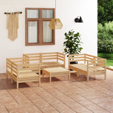 vidaXL Set Divani da Giardino 7 pz in Legno Massello di Pino