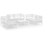 vidaXL Set Divani da Giardino 7 pz Bianco in Legno Massello di Pino vidaXL Set Divani da Giardino 7 pz Bianco in Legno Massello di Pino