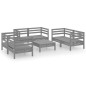 vidaXL Set Divani da Giardino 7 pz Grigio in Legno Massello di Pino vidaXL Set Divani da Giardino 7 pz Grigio in Legno Massello di Pino