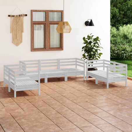 vidaXL Set Divani da Giardino 7 pz Bianco in Legno Massello di Pino