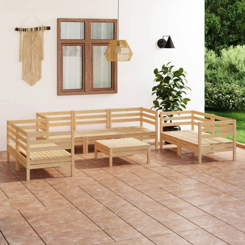 vidaXL Set Divani da Giardino 8 pz in Legno Massello di Pino vidaXL Set Divani da Giardino 8 pz in Legno Massello di Pino