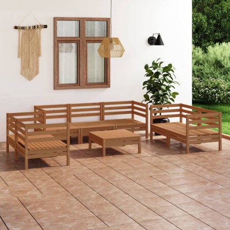 vidaXL Set Divani da Giardino 8 pz Miele in Legno Massello di Pino