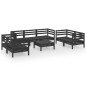 vidaXL Set Divani da Giardino 8 pz Nero in Legno Massello di Pino vidaXL Set Divani da Giardino 8 pz Nero in Legno Massello di Pino