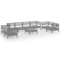 vidaXL Set Divani da Giardino 9 pz Grigio in Legno Massello di Pino vidaXL Set Divani da Giardino 9 pz Grigio in Legno Massello di Pino