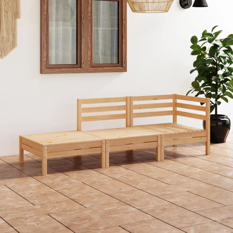 vidaXL Set Divani da Giardino 3 pz in Legno Massello di Pino vidaXL Set Divani da Giardino 3 pz in Legno Massello di Pino