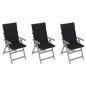 Sedie da Giardino Reclinabili 3 pz con Cuscini Massello Acacia Sedie da Giardino Reclinabili 3 pz con Cuscini Massello Acacia