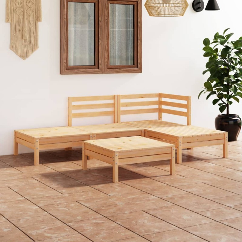 vidaXL Set Salotto da Giardino 5 pz in Legno Massello di Pino vidaXL Set Salotto da Giardino 5 pz in Legno Massello di Pino