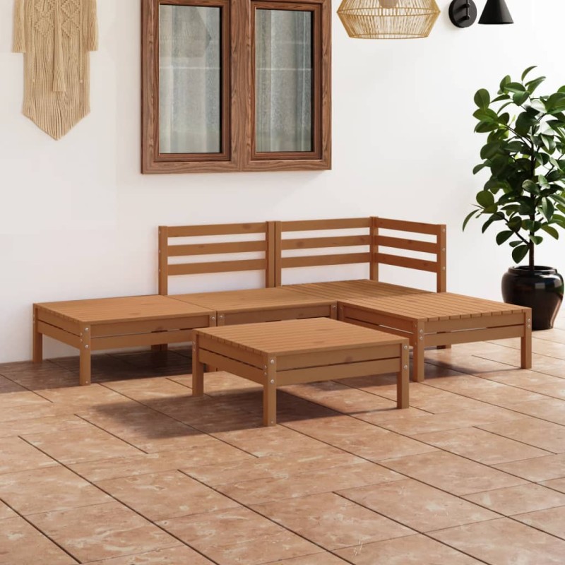 vidaXL Set Salotto da Giardino 5 pz in Legno Massello di Pino Miele vidaXL Set Salotto da Giardino 5 pz in Legno Massello di Pino Miele