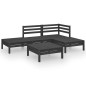 vidaXL Set Salotto da Giardino 5 pz in Legno Massello di Pino Nero