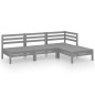 vidaXL Set Divani da Giardino 4 pz in Legno Massello di Pino Grigio