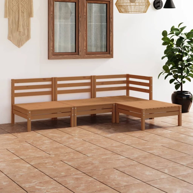 vidaXL Set Salotto da Giardino 4 pz in Legno Massello di Pino Miele vidaXL Set Salotto da Giardino 4 pz in Legno Massello di Pino Miele