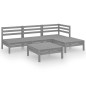 vidaXL Set Salotto da Giardino 5 pz in Legno Massello di Pino Grigio vidaXL Set Salotto da Giardino 5 pz in Legno Massello di Pino Grigio