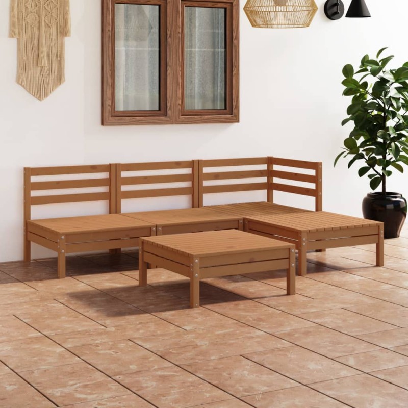 vidaXL Set Salotto da Giardino 5 pz in Legno Massello di Pino Miele vidaXL Set Salotto da Giardino 5 pz in Legno Massello di Pino Miele