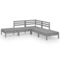 vidaXL Set Salotto da Giardino 5 pz in Legno Massello di Pino Grigio vidaXL Set Salotto da Giardino 5 pz in Legno Massello di Pino Grigio
