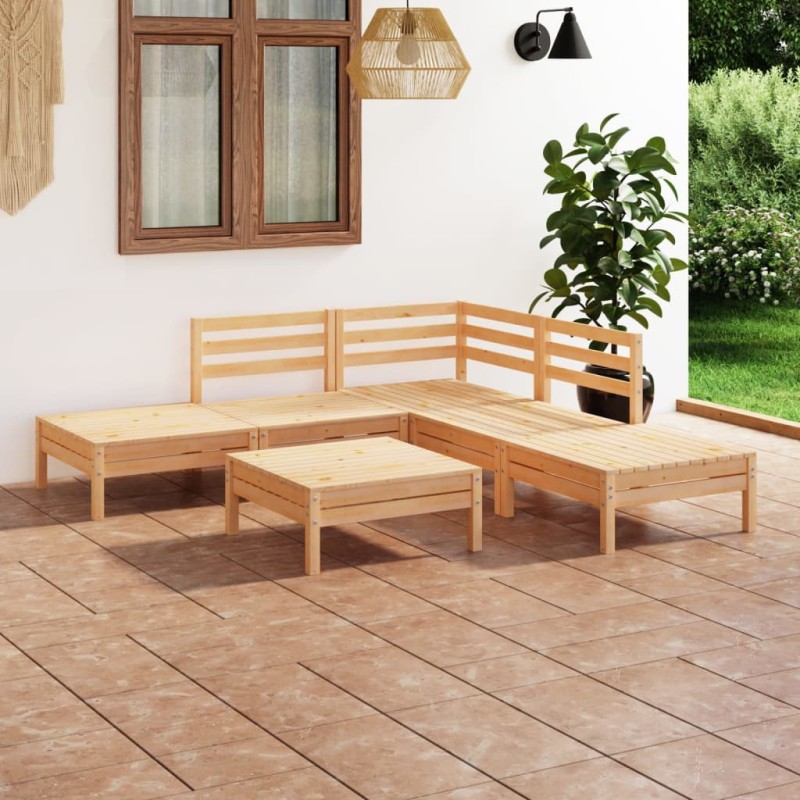vidaXL Set Salotto da Giardino 6 pz in Legno Massello di Pino vidaXL Set Salotto da Giardino 6 pz in Legno Massello di Pino