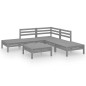 vidaXL Set Salotto da Giardino 6 pz in Legno Massello di Pino Grigio vidaXL Set Salotto da Giardino 6 pz in Legno Massello di Pino Grigio