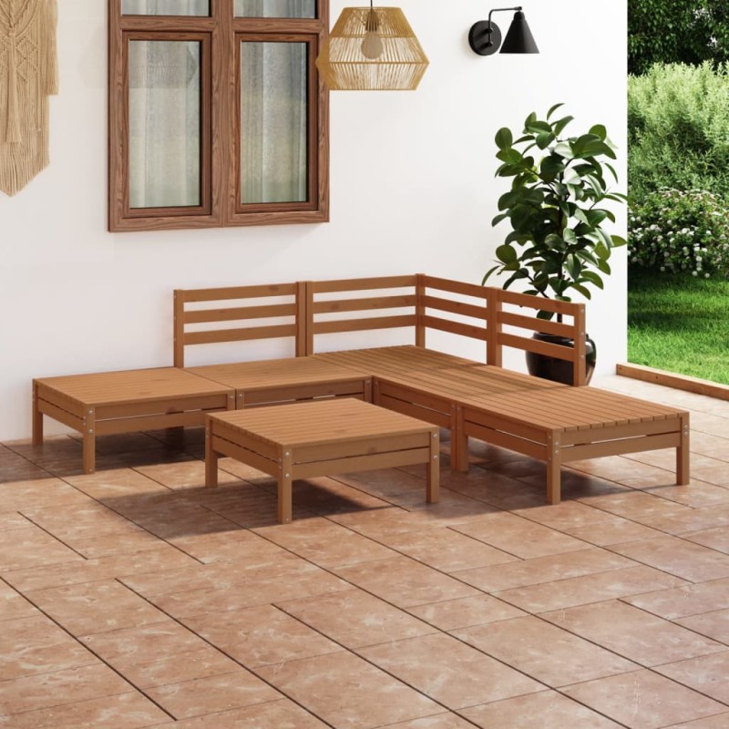 vidaXL Set Salotto da Giardino 6 pz in Legno Massello di Pino Miele vidaXL Set Salotto da Giardino 6 pz in Legno Massello di Pino Miele