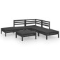 vidaXL Set Salotto da Giardino 6 pz in Legno Massello di Pino Nero vidaXL Set Salotto da Giardino 6 pz in Legno Massello di Pino Nero