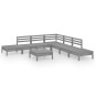 vidaXL Set Salotto da Giardino 8 pz in Legno Massello di Pino Grigio vidaXL Set Salotto da Giardino 8 pz in Legno Massello di Pino Grigio