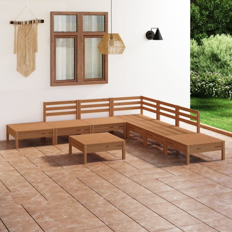 vidaXL Set Salotto da Giardino 8 pz in Legno Massello di Pino Ambra vidaXL Set Salotto da Giardino 8 pz in Legno Massello di Pino Ambra