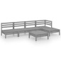vidaXL Set Salotto da Giardino 6 pz in Legno Massello di Pino Grigio vidaXL Set Salotto da Giardino 6 pz in Legno Massello di Pino Grigio