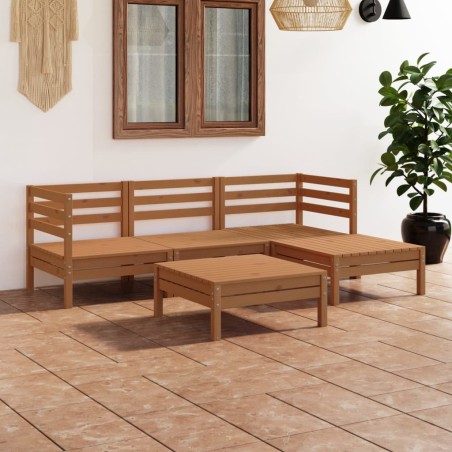 vidaXL Set Divani da Giardino 5 pz in Legno Massello di Pino Miele