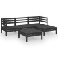 vidaXL Set Salotto da Giardino 5 pz in Legno Massello di Pino Nero vidaXL Set Salotto da Giardino 5 pz in Legno Massello di Pino Nero